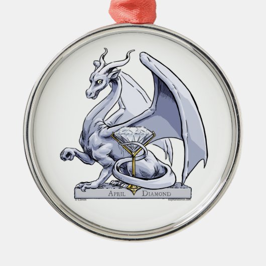 April - Birthstone Drache: Diamond Ornament Aus Metall (Vorne)