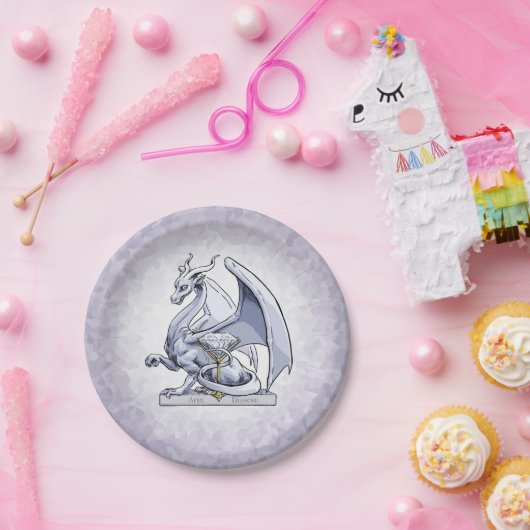 April - Birthstone Drache: Diamond Pappteller (Party)
