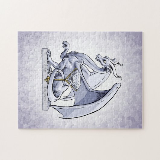 April - Birthstone Drache: Diamond Puzzle (Horizontal)