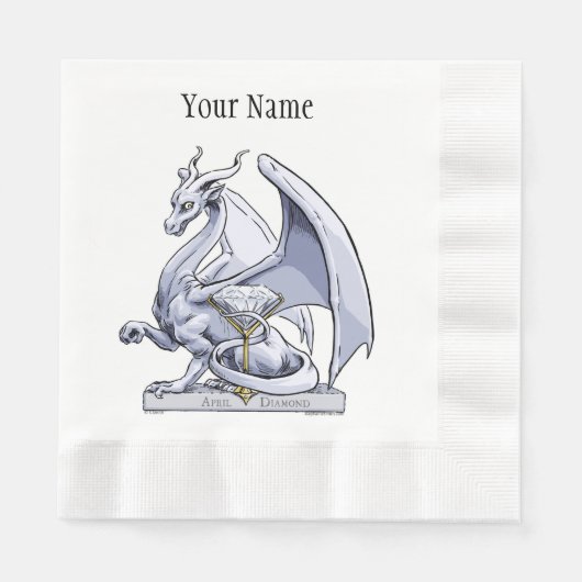 April - Birthstone Drache: Diamond Serviette (Vorderseite)
