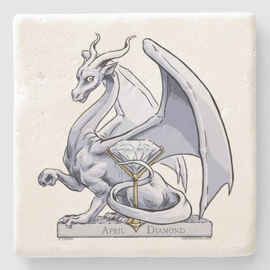 April - Birthstone Drache: Diamond Steinuntersetzer (Vorderseite)