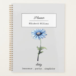 APRIL BLUE DAISY GEBURTE BLUME PERSONALISIERT PLANER