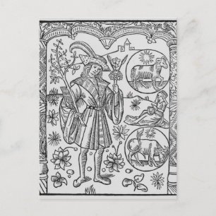 April, Blume, Aries Postkarte