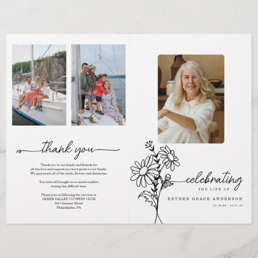 April Blume Beerdigung Programm Flyer (Vorne)