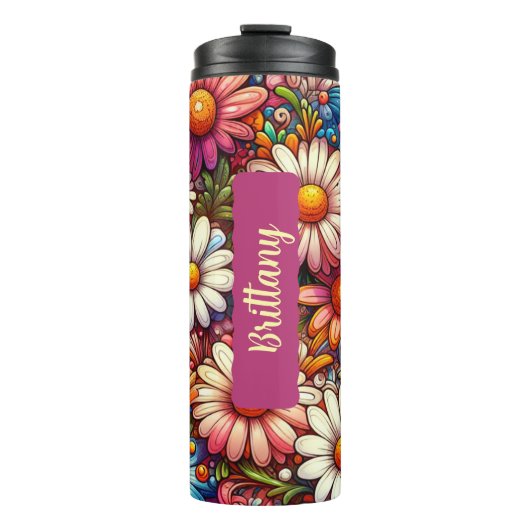 April Blume Daisy Personalisiert 16 oz Thermosbecher (Vorderseite)