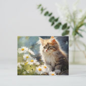 April Blume Daisy und Kitten Postkarte (Stehend Vorderseite)