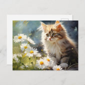 April Blume Daisy und Kitten Postkarte (Vorne/Hinten)