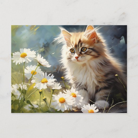 April Blume Daisy und Kitten Postkarte (Vorderseite)
