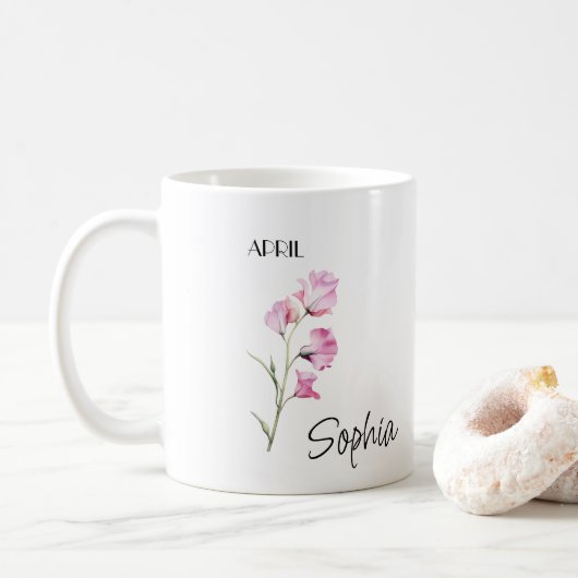 April Blume Personalisiert Kaffeetasse (Mit Donut)