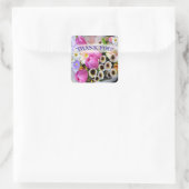 April Bouquet Birthday Greeting Quadratischer Aufkleber (Tasche)