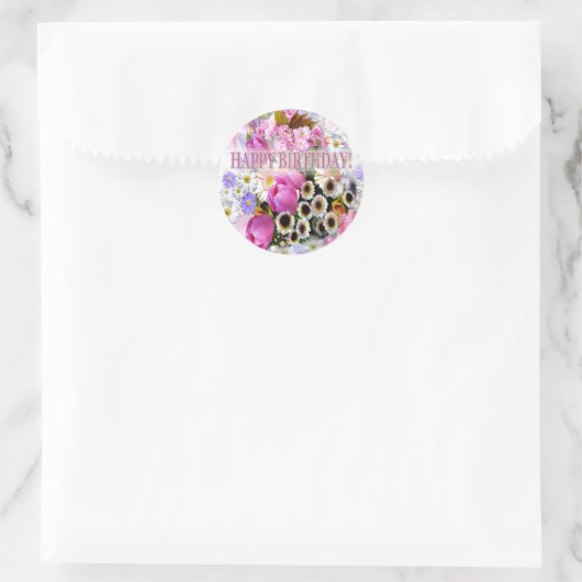 April Bouquet Birthday Runder Aufkleber (Tasche)