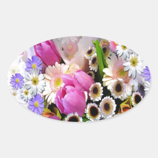 April Bouquet Ovaler Aufkleber (Vorderseite)