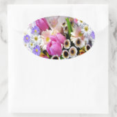 April Bouquet Ovaler Aufkleber (Tasche)