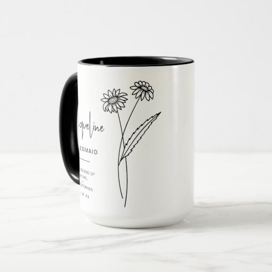 April Bridesmaid | Daisy Birth Blume Tasse (Vorderseite Links)