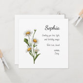 April Daisy Personalisierter Geburtstag Karte (Vorderseite/Rückseite Beispiel)