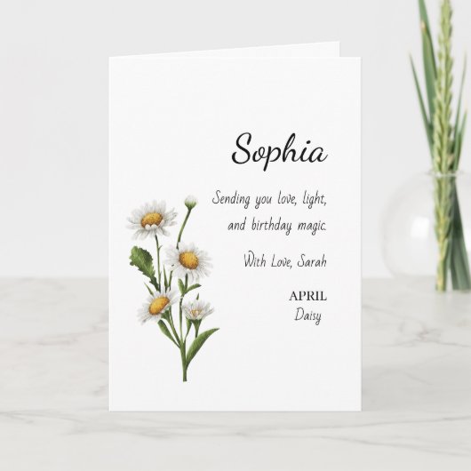 April Daisy Personalisierter Geburtstag Karte (Vorderseite)