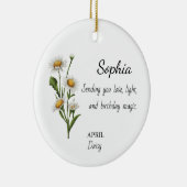 April Daisy Personalisierter Geburtstag Keramik Ornament (Rechts)