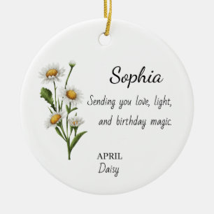 April Daisy Personalisierter Geburtstag Keramik Ornament