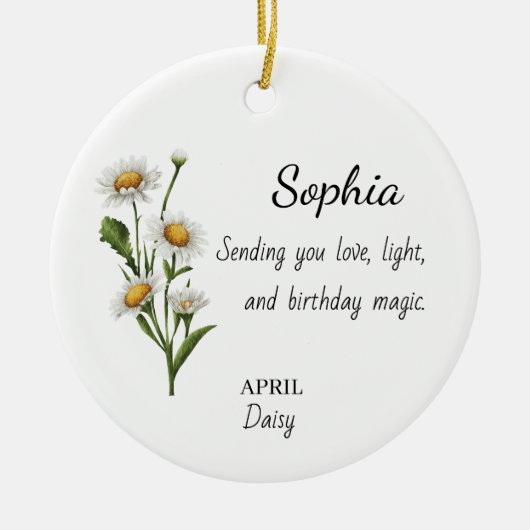 April Daisy Personalisierter Geburtstag Keramik Ornament (Vorne)