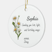 April Daisy Personalisierter Geburtstag Keramik Ornament (Links)
