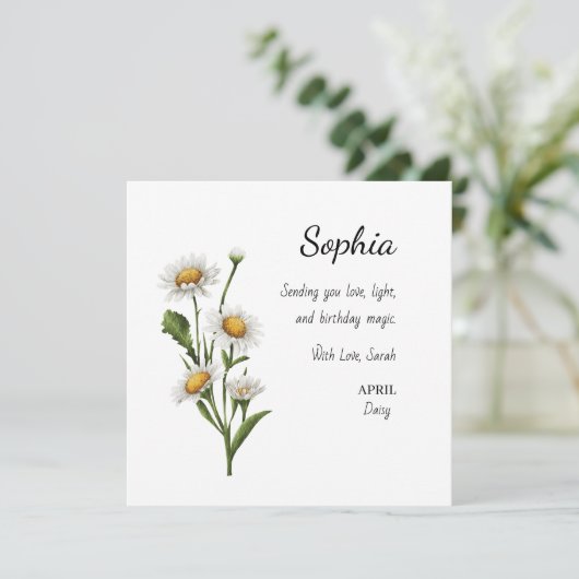 April Daisy Personalized Birthday Karte (Stehend Vorderseite)