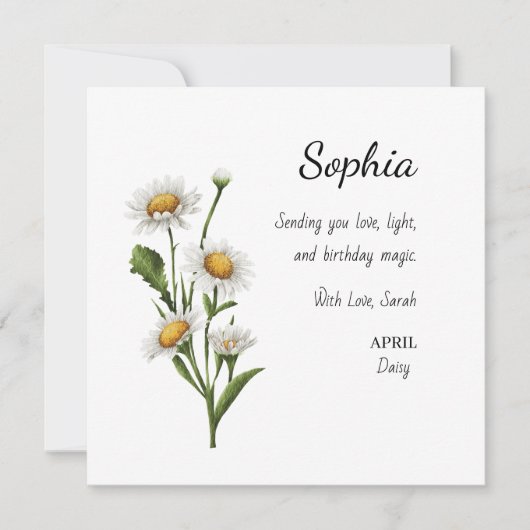April Daisy Personalized Birthday Karte (Vorderseite)
