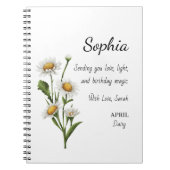 April Daisy Personalized Birthday Notizblock (Vorderseite)