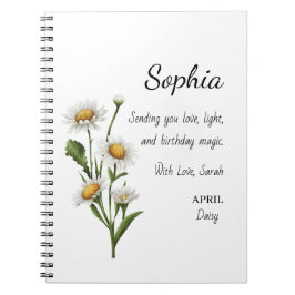 April Daisy Personalized Birthday Notizblock