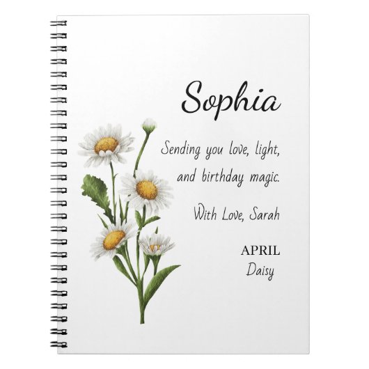 April Daisy Personalized Birthday Notizblock (Vorderseite)