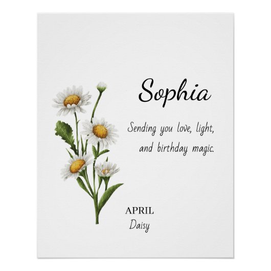 April Daisy Personalized Birthday Poster (Vorderseite)