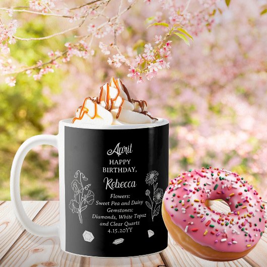 April Daisy und SweetPea Birthday Keepake Kaffeetasse