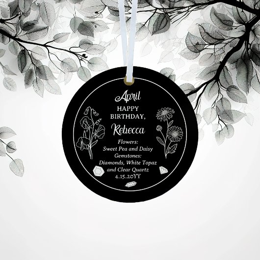 April Daisy und SweetPea Birthday Keepake Ornament Aus Metall