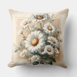 April Daisy Vintage Geburtstags-Blumen-Wurfkissen Kissen