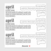 April Definition Geburtstag Aufkleber (Blatt)