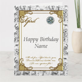 April Diamond Birthstone Geburtstag 8.5x11 Karte