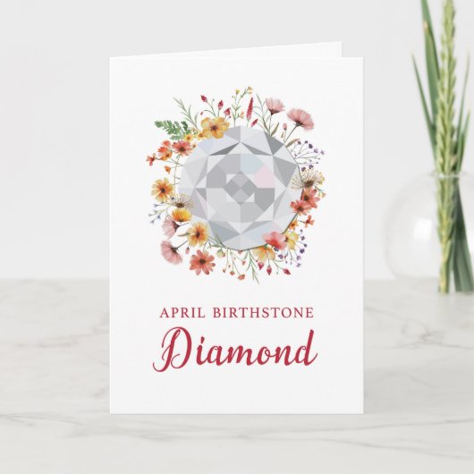 April Diamond Geburtstag mit Wildblumen Karte (Vorderseite)