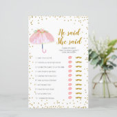 April Dusche Er sagte, sie sagte Game Card (Stehend Vorderseite)