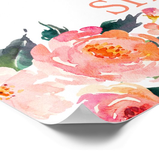 April Dusche Regenschirm Flora Willkommensschild Poster (Ecke)