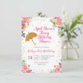 April Duschen bringen Geburtstag Blume 1. Geburtst Einladung (Stehend Vorderseite)