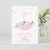 April Duschen bringen können Blume Umbrella Baby Einladung (Stehend Vorderseite)