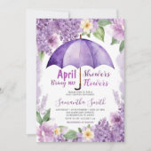 April Duschen bringen Mai Blume Lila Schirm Einladung (Vorderseite)