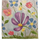 April Duschen. farbig, Abstrakt und blumenreich Duschvorhang (Vorderseite)