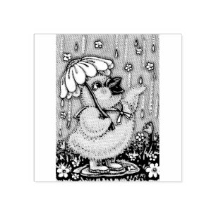 APRIL-DUSCHEN, FRÜHSTÜCK-RUBBER-BRIEFMARKE GUMMISTEMPEL