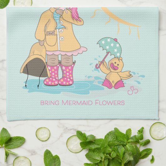 April-Duschen holen Geschirrtuch (Gefaltet)