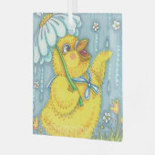 APRIL DUSCHEN NIEDLICHE BABY CHICK & SPRING BLUME ORNAMENT AUS GLAS (Vorderseite links)