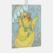 APRIL DUSCHEN NIEDLICHE BABY CHICK & SPRING BLUME ORNAMENT AUS GLAS (Vorderseite Rechts)