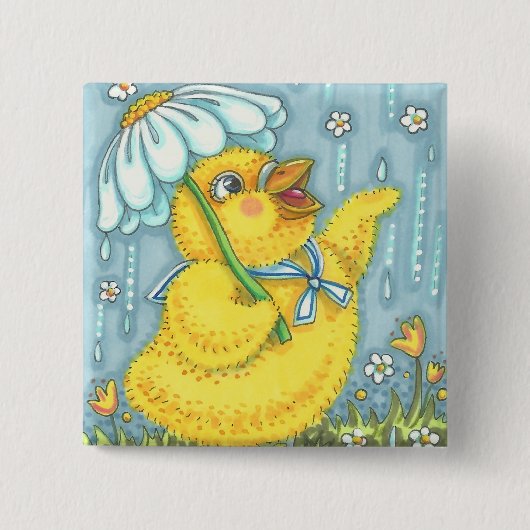 APRIL DUSCHEN SPRING CHICK, EASTER BUTTON Square (Vorderseite)
