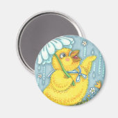 APRIL DUSCHEN SPRING CHICK MAGNET Round (Vorderseite/Rückseite)
