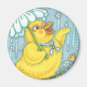 APRIL DUSCHEN SPRING CHICK MAGNET Round