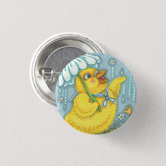 APRIL DUSCHEN SPRING CHICK, OSTSCHALTFLÄCHE BUTTON (Vorne & Hinten)